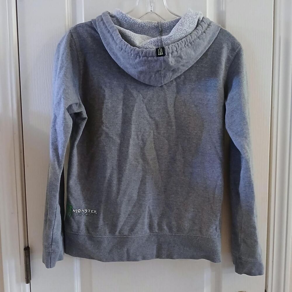 Y2K vintage Monster Energy Drink Graphic Cotton Grey Hoodie size small - Picture 4 of 6